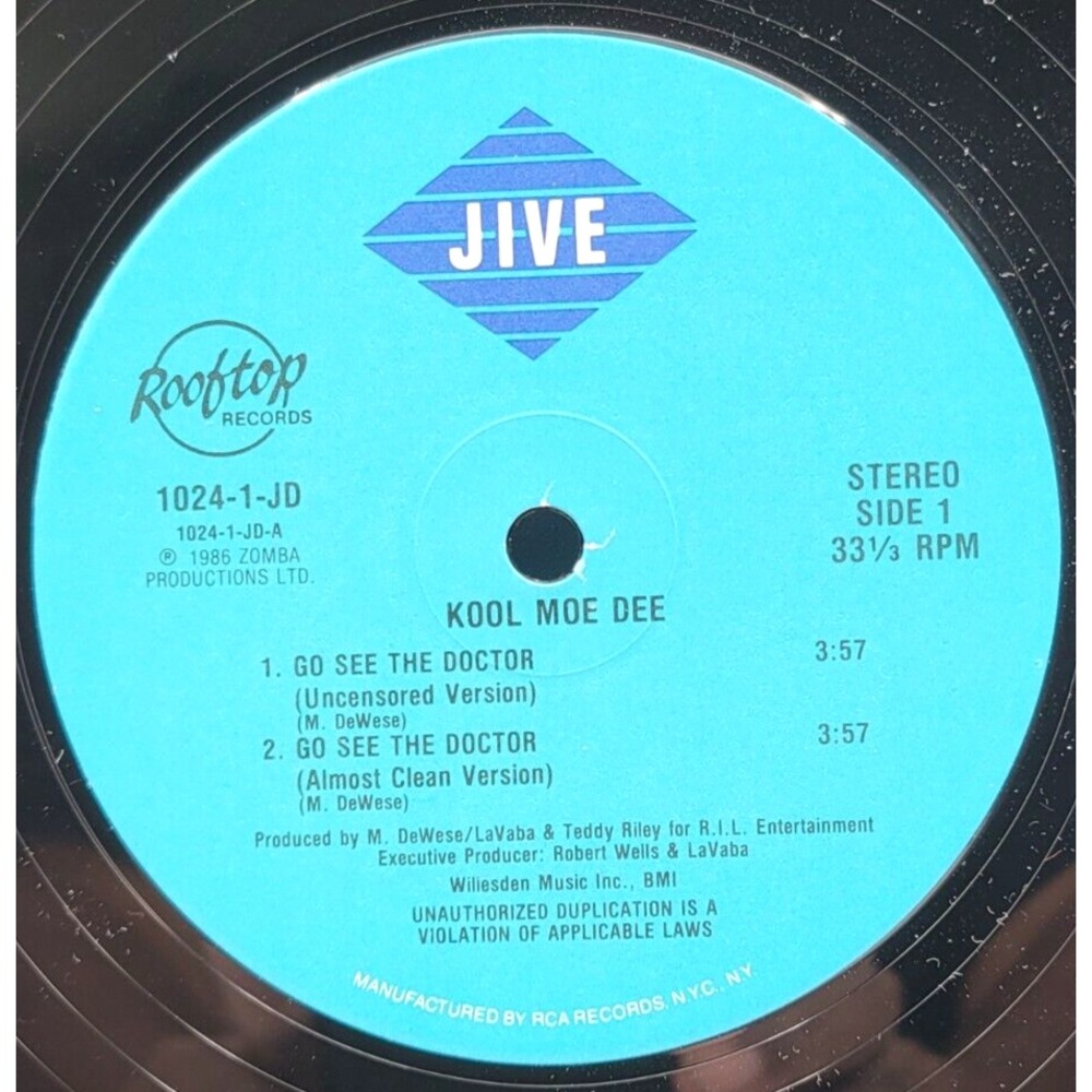 KOOL MOO DEE - GO SEE THE DOCTOR / MONSTER CRACK - HIP HOP RAP SINGLE JIVE